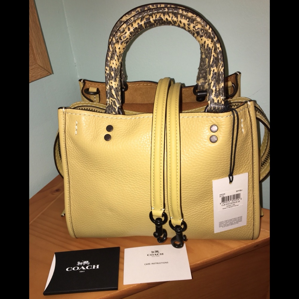 ⭐️⭐️2X HP⭐️⭐️ NWT 💯 Authentic Coach Rogue 25 w/ Snakeskin Handles - Picture 10 of 16